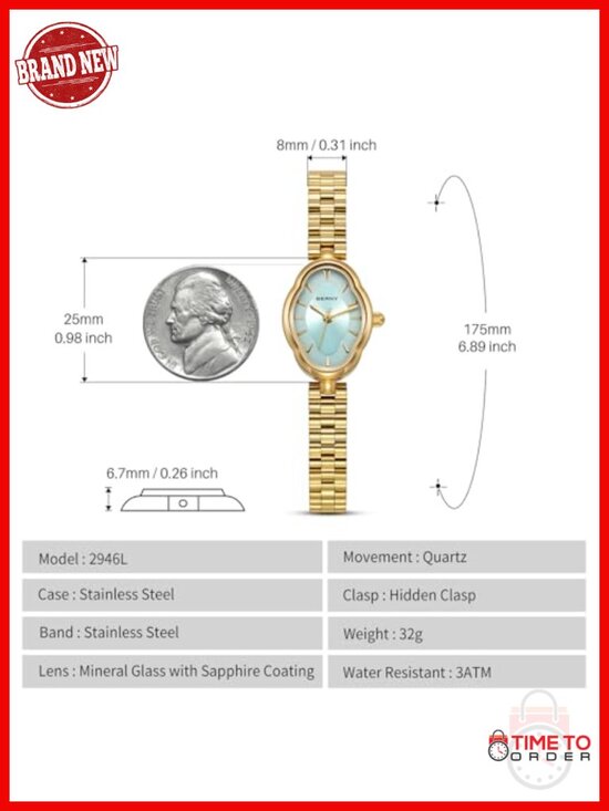 Vintage Copper Mirror Design Stainless Steel Quartz Watch Women Dainty Japanese